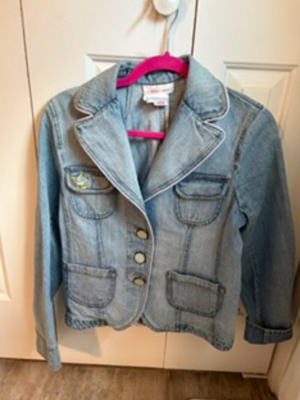 Nine & Company Floral Embroidered Denim Jean Jacket Boho